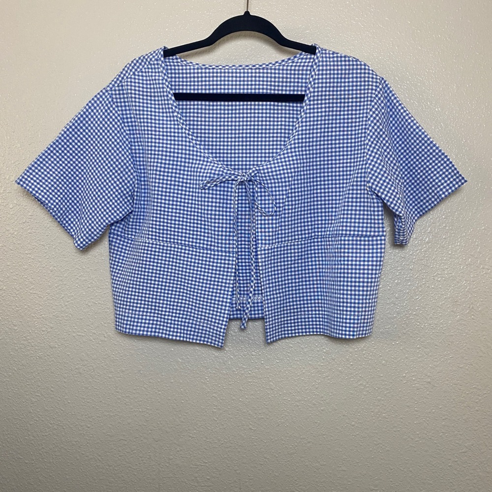 Blue Gingham Bolero Large Cottagecore Country Cowgirl Western Prairie Preppy